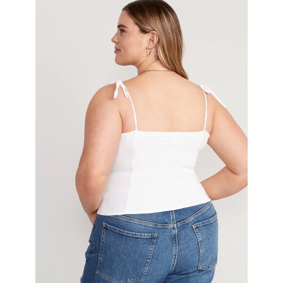 NWT Old Navy White Fitted Linen Blend Tank Top L - Picture 4 of 6